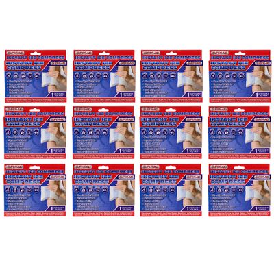 12 Pk Disposable Ice Compress Instant Cold Pack Injury Sprain First Aid Medical Large 8.75"L X 5.75"W Ready to Use Arm Knee Ankle Pain Relief Headache Cramps Sports Joint Muscle Strains Gel Bead Wrap