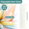 150PCS Disposable Plastic Drinking Straws - Flexible Straws Disposable Long Colorful PP Plastic Striped Assorted Colors for Home Use Milk Juice Drinks view 2