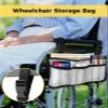 Blue Striped Wheelchair Side Bag Walker Bag, Ethnic Geometric Flower Pattern Wheelchair Accessories Armrest Pouch, Organizer Storage Bag for Walkers, Rollators, Scooters, 7.3''x13'' view 2
