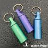 Small Pill Organizer Box Waterproof Keychain Pill Holder Portable Travel Pill Container Metal Case with Keyring for Outdoor Camping Travel view 3