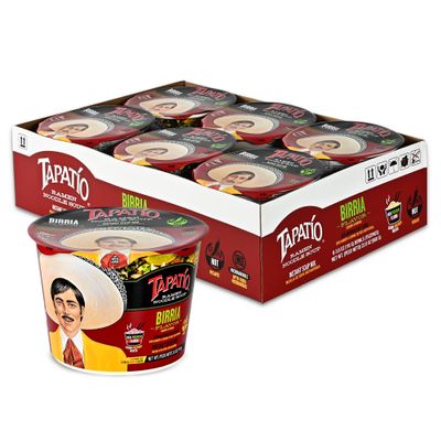 Tapato Ramen Noodle Soup, Birria Flavored - Microwaveable Big Bowl, 3.88 oz. (110g), 6-Pack