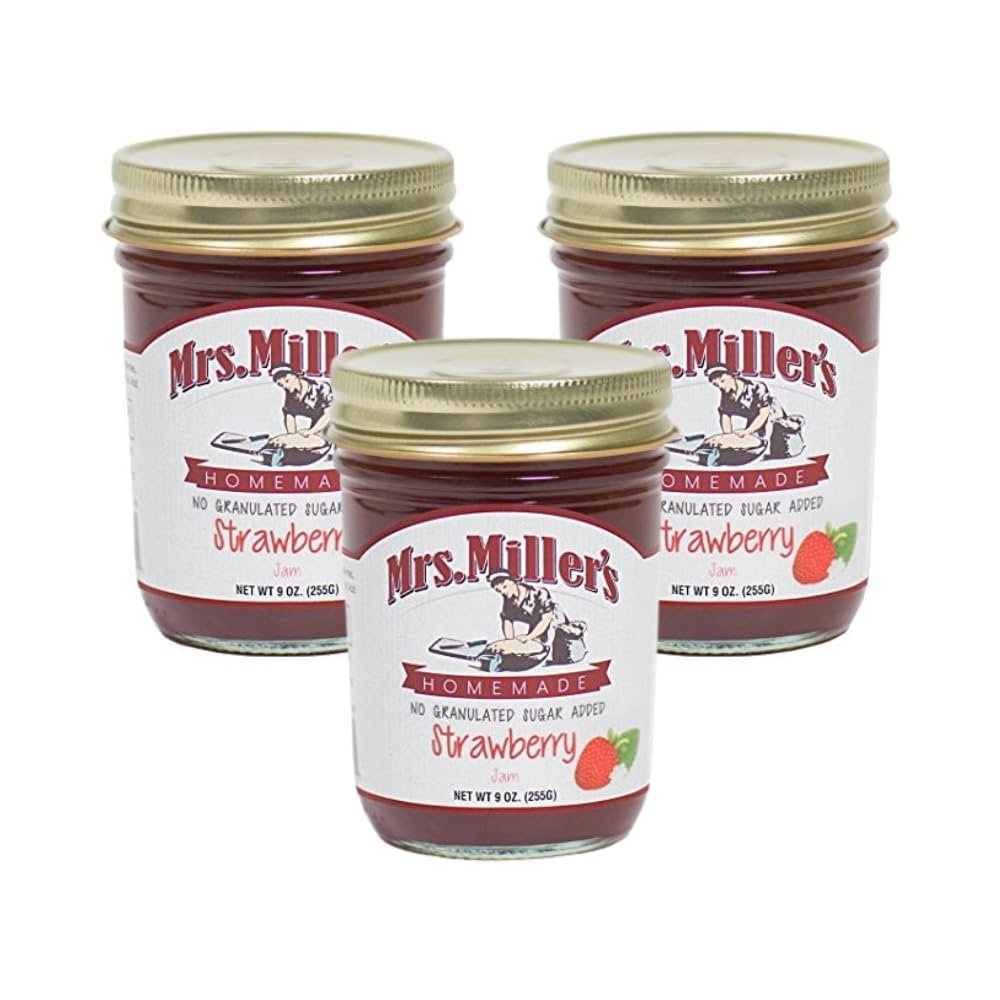 Mrs. Miller's Strawberry Jam 9 Ounce (Pack of 3)