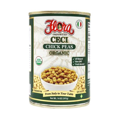 Flora Fine Foods Organic Chickpeas Beans 14oz (12 pack)