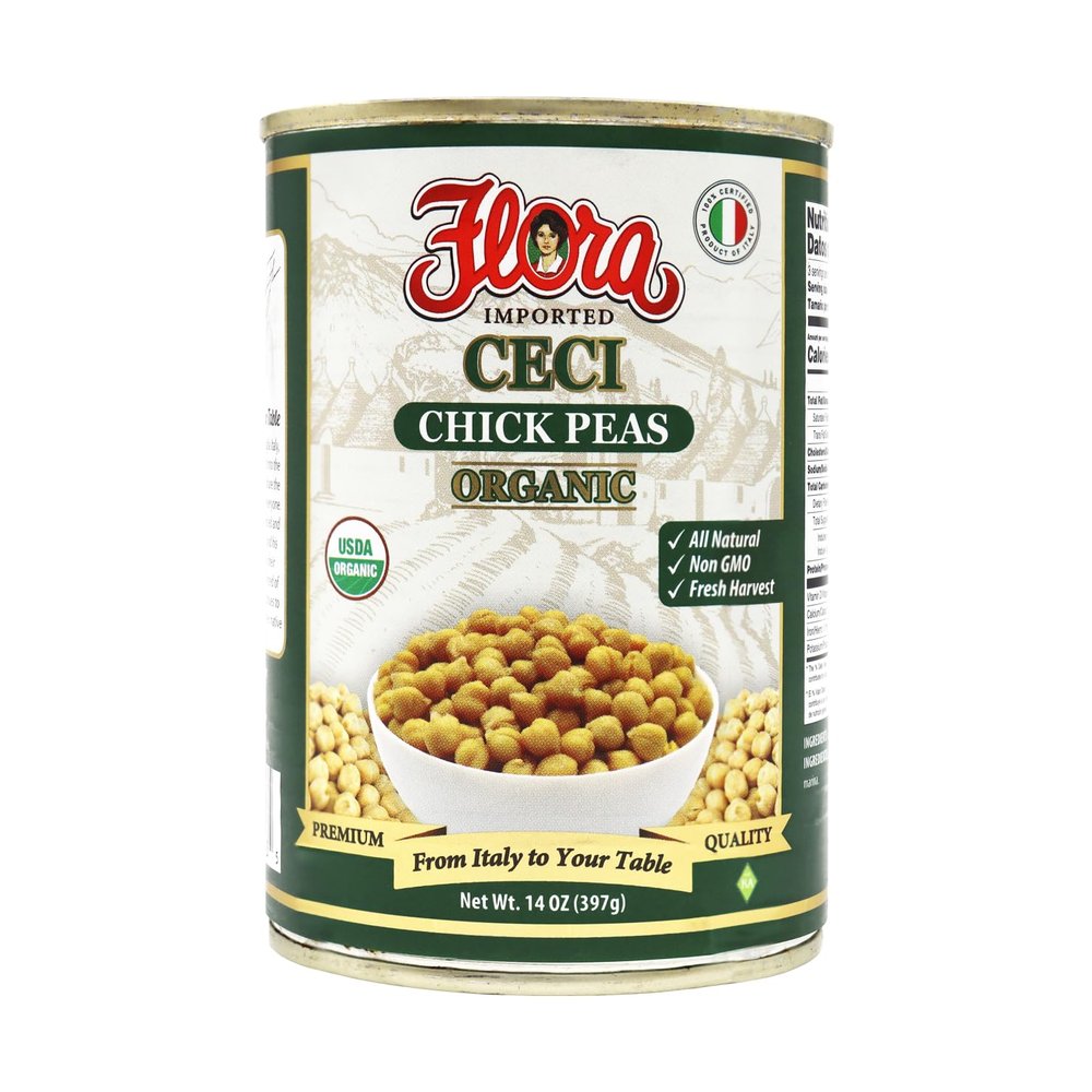 Flora Fine Foods Organic Chickpeas Beans 14oz (12 pack)
