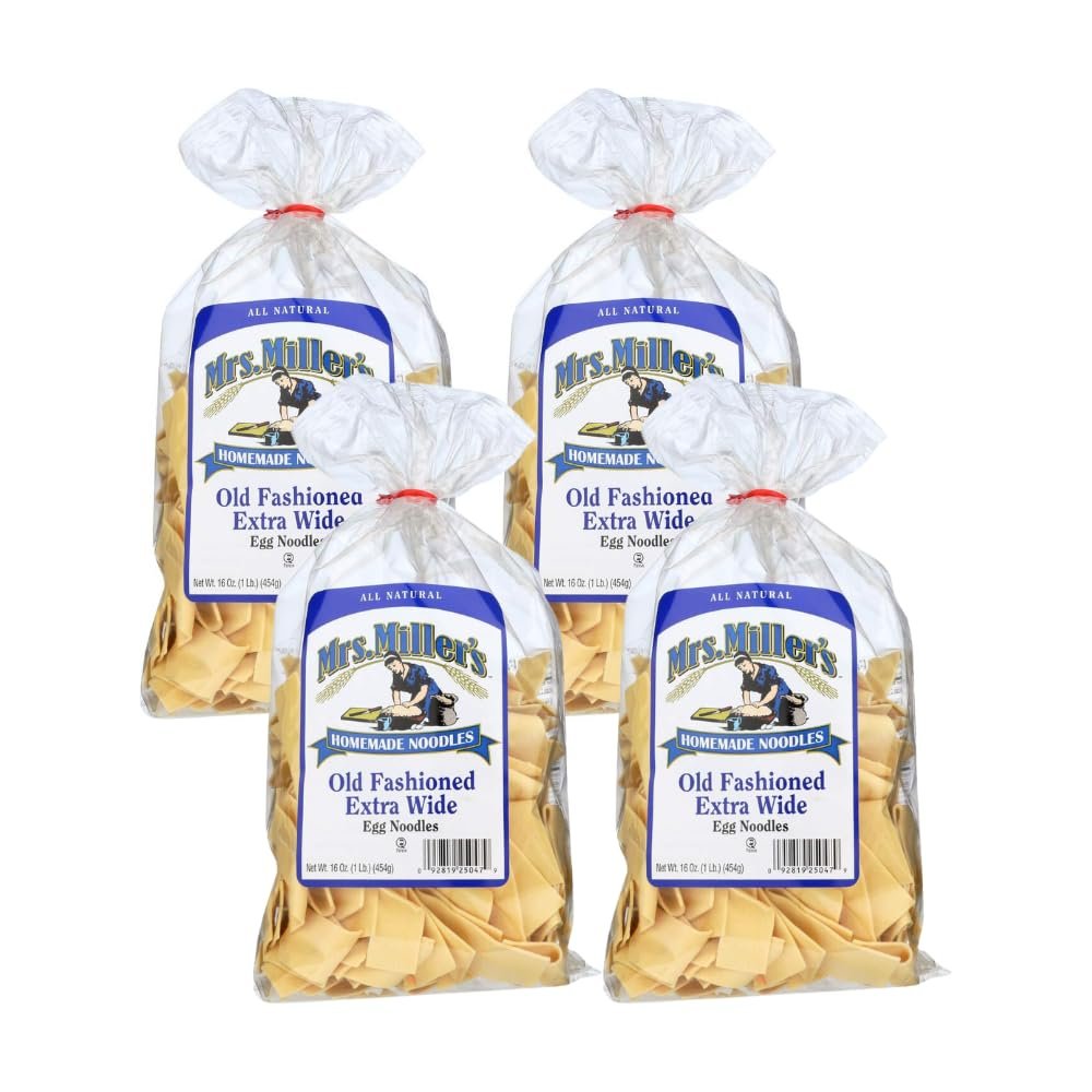 Mrs. Miller's Old Fashioned Egg Noodles, Extra Wide 16 Ounce (Pack of 4)