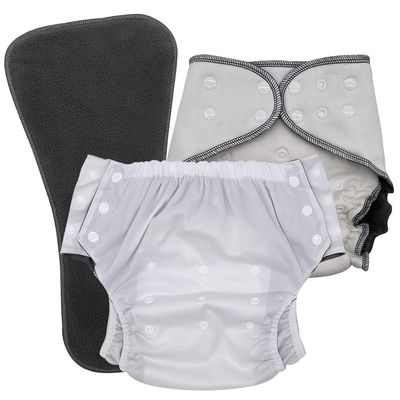 EcoAble Nighttime Cloth Diaper Set for Big Kids, Age 616 | Special Needs Protective Briefs for Incontinence & Bedwetting (Pure White, Junior 2)