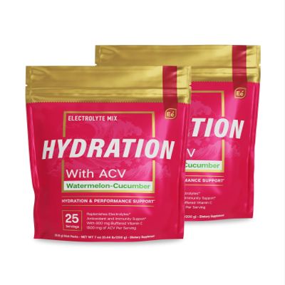 Essential Elements Hydration Packets - Watermelon Cucumber - Electrolytes Powder No Sugar - Electrolyte Drink Mix - Superior Hydration with ACV & Vitamin C - 50 Stick Packs