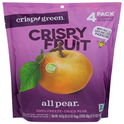 Crispy Green All Pear 100% Freeze-Dried Pear, No Added Sugar, Vegan Friendly, Kosher, Gluten Free & Non-GMO, 2.12 Ounce (Pack of 8)