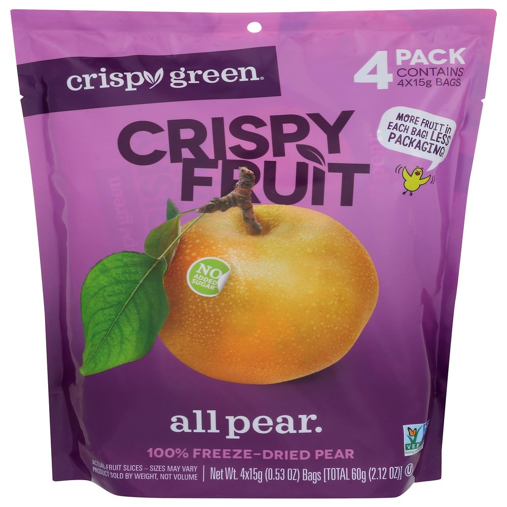 Crispy Green All Pear 100% Freeze-Dried Pear, No Added Sugar, Vegan Friendly, Kosher, Gluten Free & Non-GMO, 2.12 Ounce (Pack of 8)