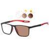 KOOSUFA Photochromic Reading Glasses Blue Light Blocking 1.50 Sun Readers Eyeglasses UV Protection TR90 Lightweight Sunglasses Eyewear for Men Women 3 in 1 Lenses, Brown Lens/black red view 1