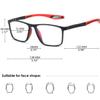 KOOSUFA Photochromic Reading Glasses Blue Light Blocking 1.50 Sun Readers Eyeglasses UV Protection TR90 Lightweight Sunglasses Eyewear for Men Women 3 in 1 Lenses, Brown Lens/black red view 2