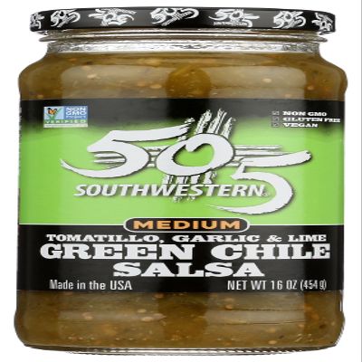 505 Southwestern Green Chile Salsa, Tomatillo, Garlic & Lime, Medium, Vegan Friendly, Gluten Free & Non-GMO, 16 Ounce (Pack of 12)