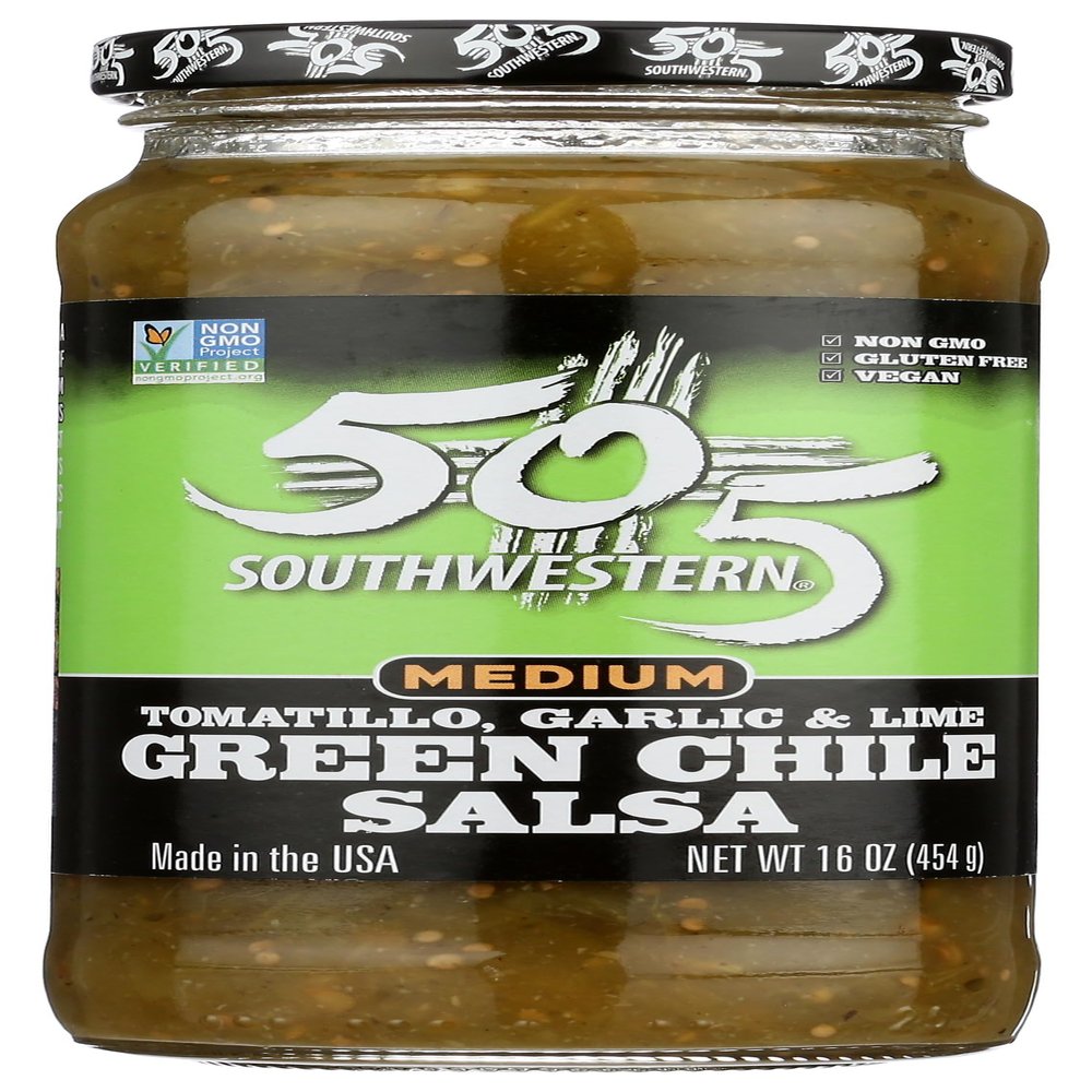 505 Southwestern Green Chile Salsa, Tomatillo, Garlic & Lime, Medium, Vegan Friendly, Gluten Free & Non-GMO, 16 Ounce (Pack of 12)
