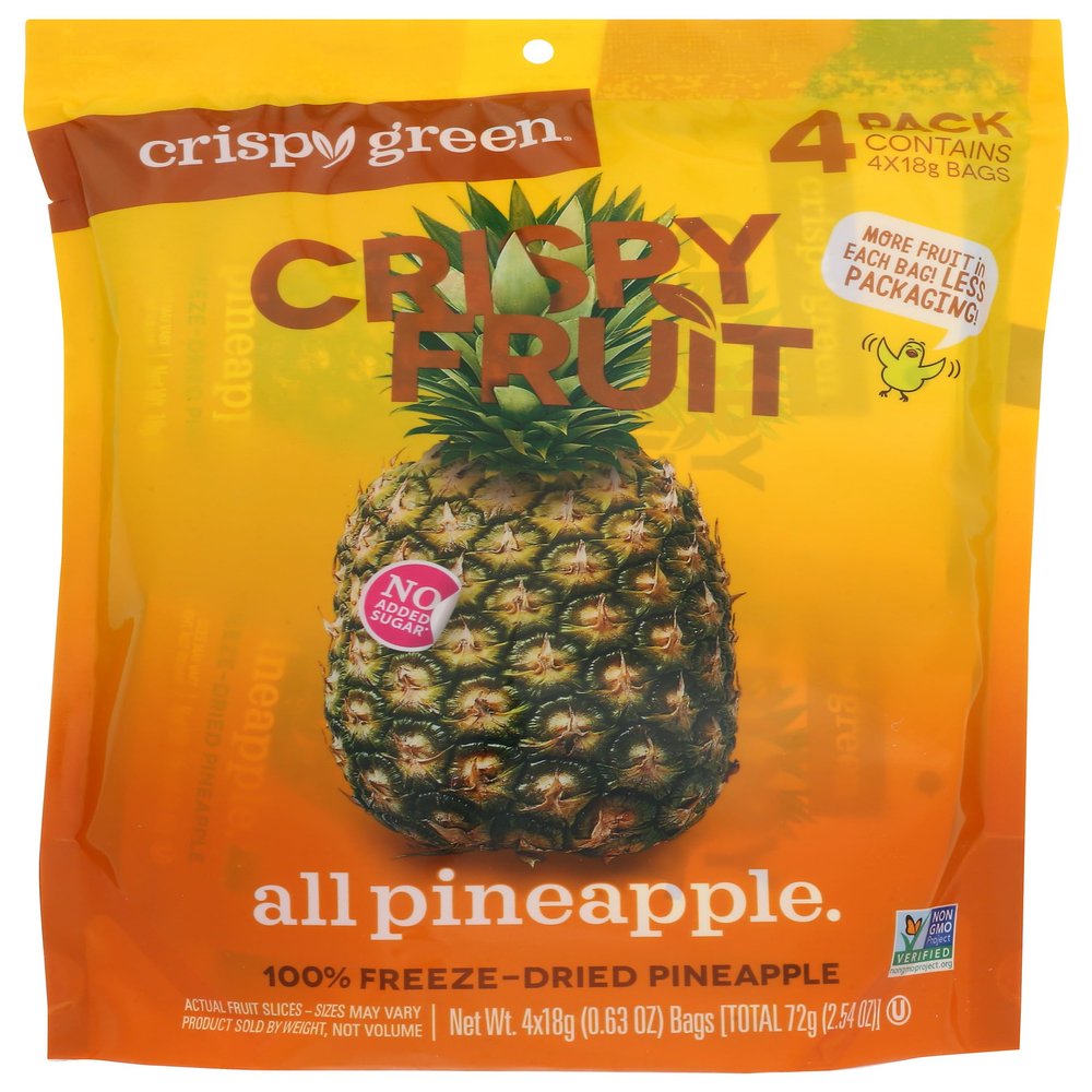Crispy Green All Pineapple 100% Freeze-Dried Pineapple, No Added Sugar, Vegan Friendly, Kosher, Gluten Free & Non-GMO, 2.54 Ounce (Pack of 8)