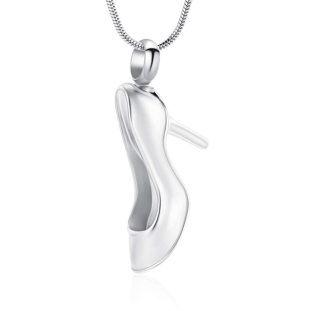 BIAIHQIE Stainless Steel High-Heeled Shoes Urn Pendant Necklace Ash Memorial Keepsake Cremation Jewelry For Women,2