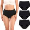 Molasus Incontinence Underwear for Women High Absorbency Period Leakproof Cotton Underwear Heavy Flow Menstrual Protective Panties Bladder Control Briefs 3 Pack,Black,Medium view 1