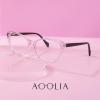 AOOLIA Rectangle Cateye Reading Glasses for Women With Spring Hinges Progressive Multifocus Blue Light Blocking Readers (Clear, 2.25, multiplier_x) view 3