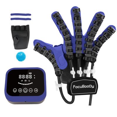 FocuBoody Hand Rehabilitation Robot Gloves Mobility Finger Training Equipment for Hemiplegia Stroke Cerebral Palsy Patient with USB Chargeable Right Hand (Blue Size M)