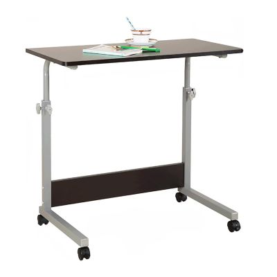 POCHY Overbed Table Height Adjustable Mobile Standing Desk Carbon Steel Bracket Laptop Desk with Wheels Rolling Overbed Bedside