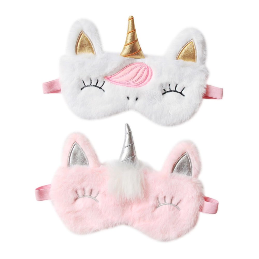 2Pcs Plush Eye Masks for Sleeping Lightweight and Comfortable Sleep Blindfolds for Travel Work Naps Fluffy Night