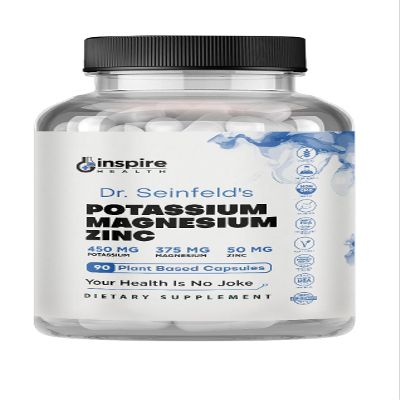 Magnesium Potassium Supplements w/Zinc - 90 Capsules (Pack of 2 Bottles)