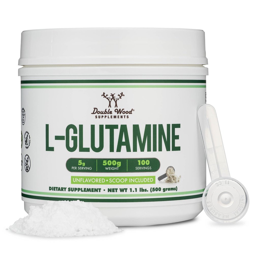 L Glutamine Powder 1.1lbs (100 Servings of 5 Grams Each - Third Party Tested L-Glutamine Powder) Unflavored, Keto, Vegan Friendly (with Scoop) for Exercise Endurance and Gut Health by Double Wood