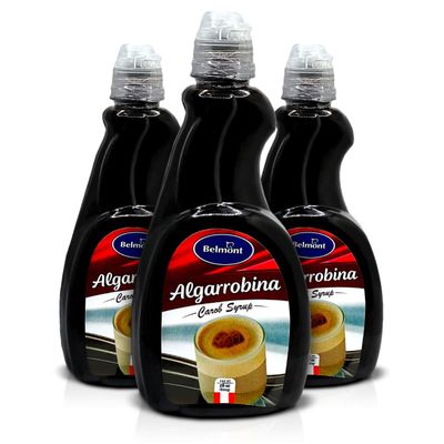 3 Bottles 28 oz of Belmont Carob Syrup | 3 Botellas de Sirope de Algarrobina 100% Natural Marca Belmont (3 pack)
