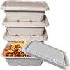 EcoQuality 22oz Disposable Bowls with Fiber Lids - Rectangular Compostable Sugarcane Fiber Biodegradable Paper Bowls Eco-Friendly Take Out Food Storage Containers, Microwave Safe, Meal Prep (400) view 1