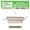 EcoQuality 22oz Disposable Bowls with Fiber Lids - Rectangular Compostable Sugarcane Fiber Biodegradable Paper Bowls Eco-Friendly Take Out Food Storage Containers, Microwave Safe, Meal Prep (400) view 3