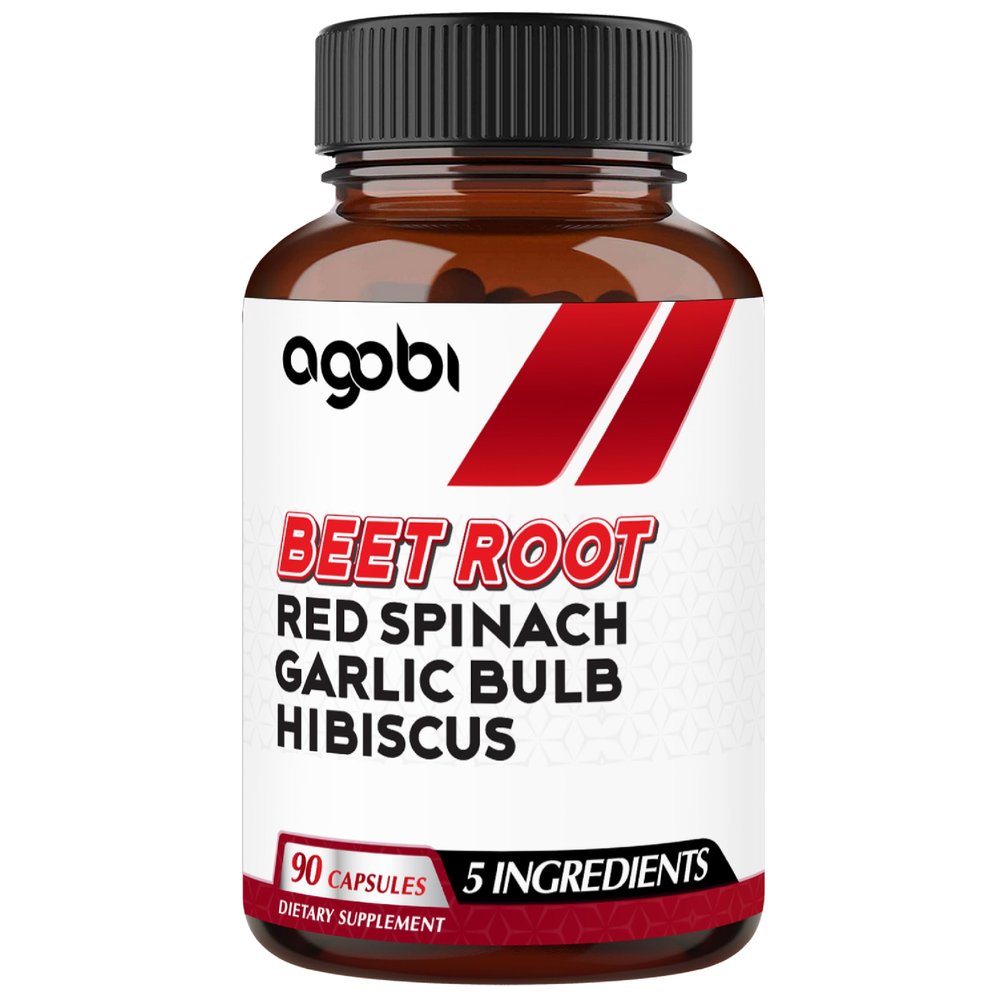 5in1 Beet Root Capsules - Added with Red Spinach, Organic Garlic Bulb, Hibiscus & Black Pepper - Support for Energy Production, Immune System & Digestive Health - 90 Vegan Capsules