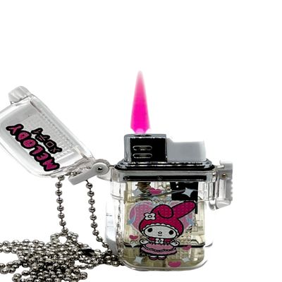 NIVEK Kulomi Transparent Cute Lighter Waterproof Lighter Refillable Kitty KT Cat Melody Japanese Kawaii with Chain (Cute Melody)
