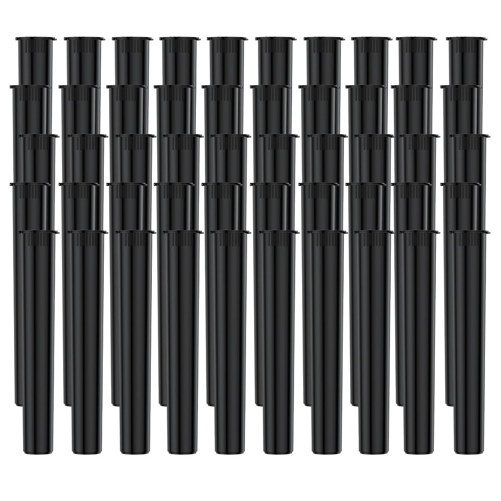 116mm Black King-Size Plastic Pill Tube with Squeeze Pop Top Caps (50 Pack), Urekt Child Resistant Storage Pill Box Pill Holder Waterproof Medicine Container