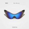 FUB Avant Garde Retro Heteromorphism One-piece Sunglasses Futuristic Sunglasses Outdoor Sports Running Riding Sunglasses (Blue Mercury) view 3