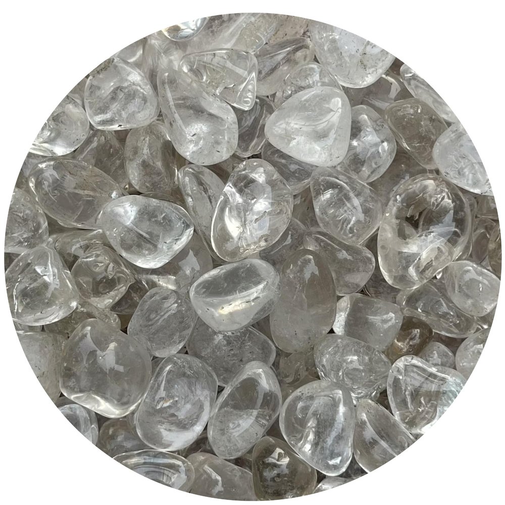 1/2 LB Clear Quartz Tumbled Stones, Polished Natural Clear Quartz Gemstone, Clear Quartz Polished Rocks (Clear Quartz)