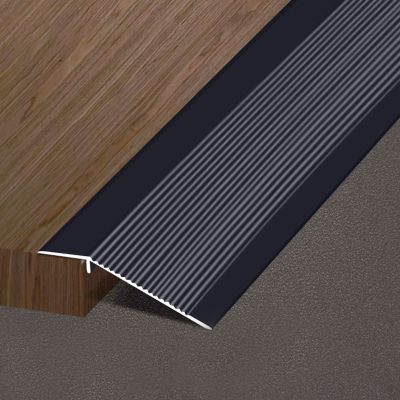 Doorways Transition Strips for Uneven Floors, 10cm Wide Carpet Edge Trim Aluminum Thresholds Reducer, Hallway Entrance Front Door (Black Length 100cm/39 in)