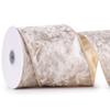 MAYREEL 4 Inch Champagne Gold Crushed Velvet Ribbon Wired Extra Wide Pale Gold for Christmas Decorations Gift Wrapping Wreaths Tree Toppers 10 Yards view 1