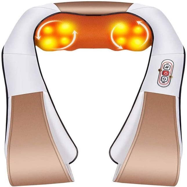 CAFFIA Massagers for Neck and Back with Heat, Shiatsu Neck Shoulder Massager Cordless - Electric Massage Pillow with 4D Deep Tissue Kneading for Legs, Foot, Full Body Muscle Pain Relief