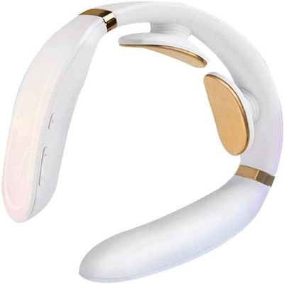 CAFFIA Neck Massager,Intelligent Portable Neck Massager with Heat Cordless,3 Modes 15 Levels Smart Deep Tissue Trigger Point Massage Use at Home,Office,Outdoor,Car (Color : White)