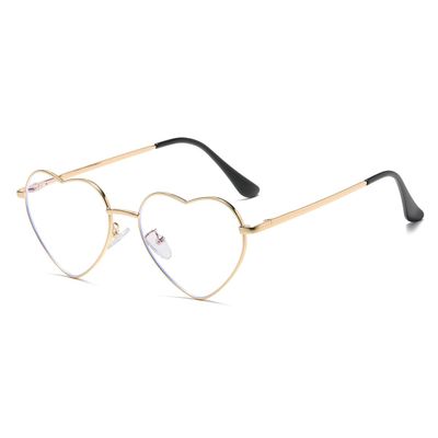 Gleyemor Heart Shaped Blue Light Glasses for Women Cute Computer Glasses (Gold)