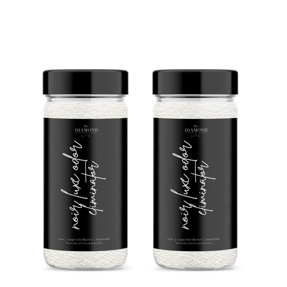 The Diamond Life Home "Noir Luxe" Sea Salt, Ozone, & Black Plum Natural Carpet Powder For Vacuuming, Mattress & Upholstery Freshener, Odor Eliminator For Homes With Kids & Pets(2 Pack)