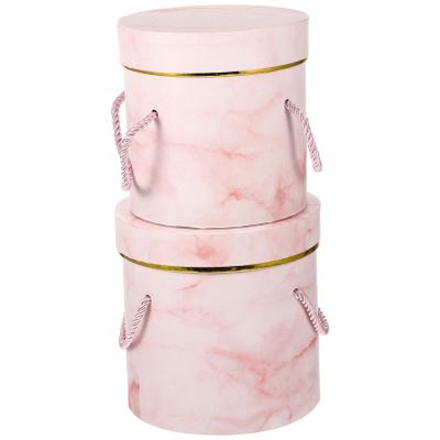 Anneome Portable Round Flower Packaging Box 5.51 Inch Handheld Cylinder Box for Valentine Wedding Birthday Floral Arrangements