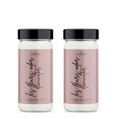 The Diamond Life Home "Les Fleurs" Pink Peony & Cherry Blossom Natural Carpet Powder For Vacuuming, Mattress, & Upholstery Freshener, Odor Eliminator For Homes With Kids & Pets(2 Pack)