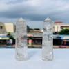 1Pc Clear Crystal Quratz Tower, Himalayan Clear Crystal Quartz Large Clear Crystal Point, Clear Quartz Obelisk, Natural Clear Crystal Wand, Crystal Tower, 4-5 Inches view 1