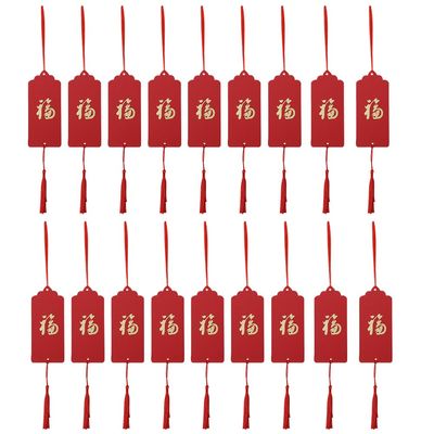 30pcs Red New Year Decorations Holiday Tree Hanging Ornaments Red Chinese New Year Tags Lucky Fu Characters Blessing Cards New Year Hanging Cards for Party Home Trees Decor