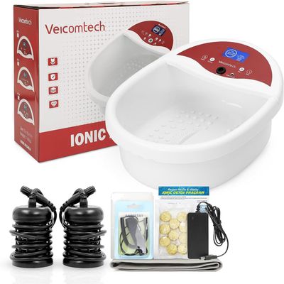 veicomtech Ionic Foot Bath Detox Machine, Foot Detox Machine, Ionic Feet Spa Kit with 10 Ginger Tablets 2 Arrays FIR Belt for Home Salon Spa