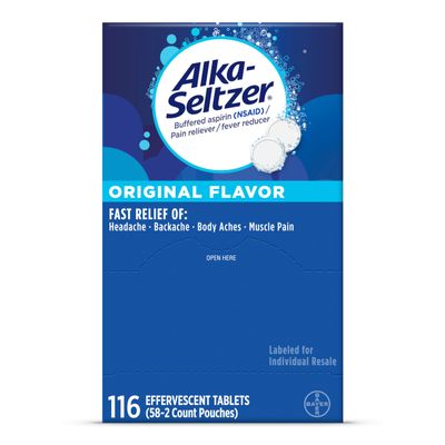 Alka-Seltzer Effervescent Tablets Original Flavor, Fast Multi-Symptom Relief from Headache and Body Ache, Dissolvable Effervescent Fizzy Tablets, Pain Relief Dispenser Pack, 116 Ct