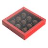 Restaurantware Sweet Vision 7.3 x 7.3 x 1.6 Inch Square Candy Boxes 100 Disposable Bakery Gift Boxes - 9 Compartments With Slidable Clear Lids Red Paper Boxes For Chocolate And Treats view 1