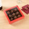 Restaurantware Sweet Vision 7.3 x 7.3 x 1.6 Inch Square Candy Boxes 100 Disposable Bakery Gift Boxes - 9 Compartments With Slidable Clear Lids Red Paper Boxes For Chocolate And Treats view 3