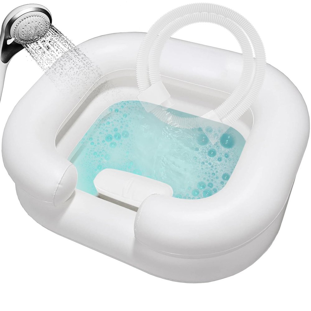 Large Size Inflatable Hair Washing Basin with Built-in Head Comfort Pillow Shampoo Basin for Elderly Disabled Pregnant Injured Bedridden