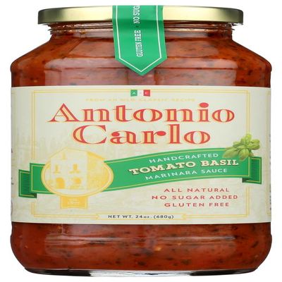 Antonio Carlo Gourmet Sauce Tomato & Basil Sauce, Gluten Free, 24 Ounces (Pack Of 6)